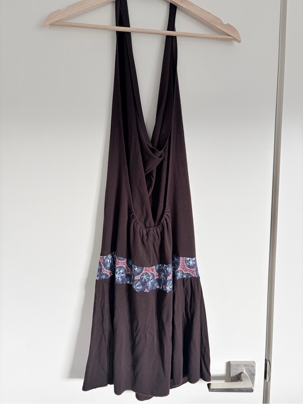 Rare Vintage Y2K Slinky Brown Halter Mini Dress Low Back Fairy Grunge Going Out - Picture 4 of 11